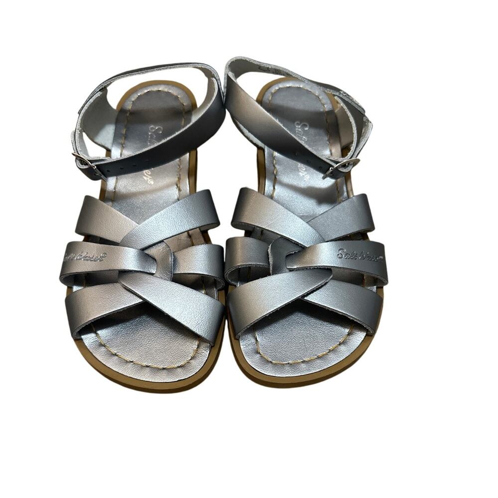Saltwater Dark Gray Silver Sandals Big Kid Size 3